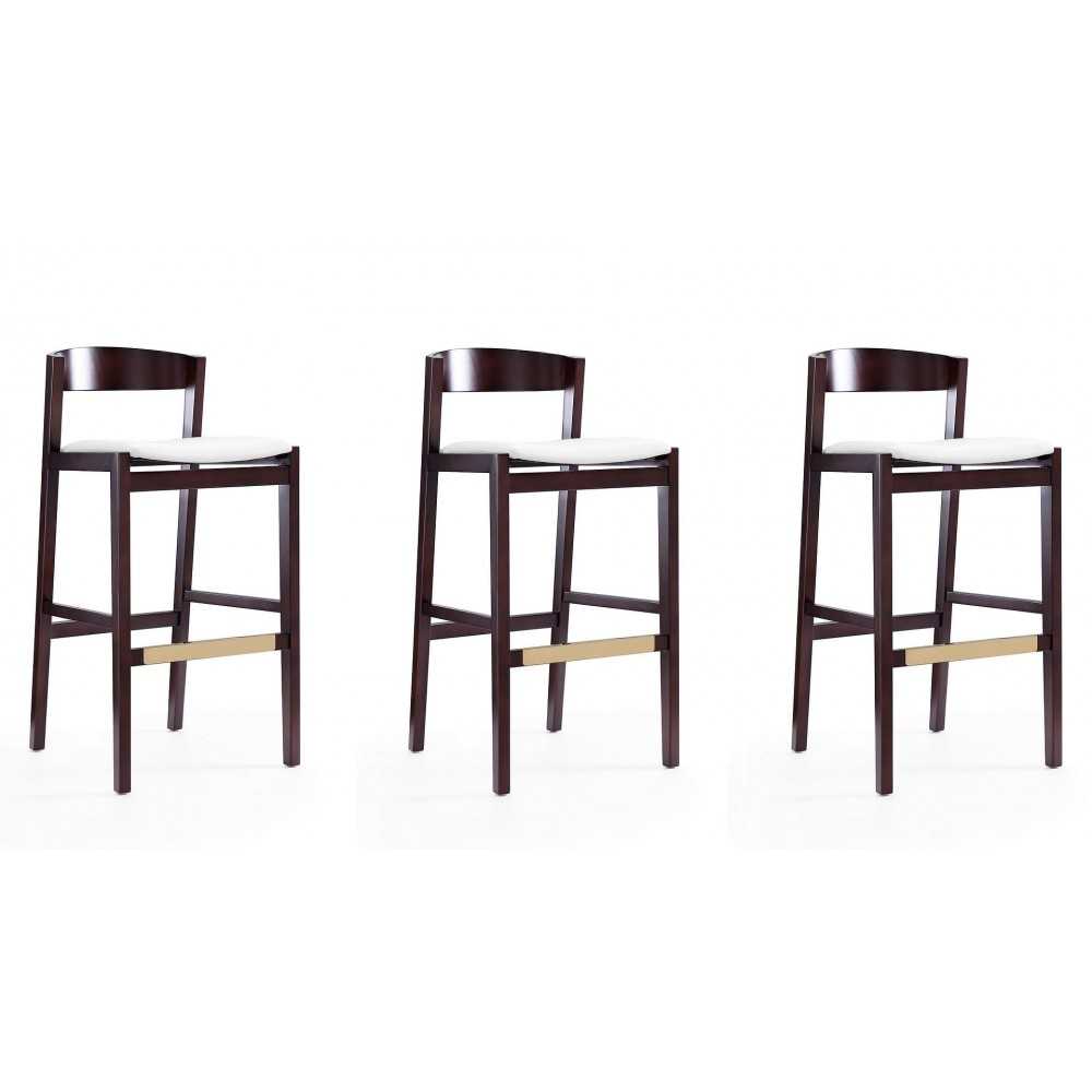 Klismos Barstool in Ivory and Dark Walnut (Set of 3) Klismos Barstool in Ivory and Dark Walnut (Set of 3)