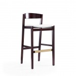 Klismos Barstool in Ivory and Dark Walnut (Set of 3)