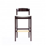 Klismos Barstool in Ivory and Dark Walnut (Set of 3)