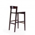 Klismos Barstool in Ivory and Dark Walnut (Set of 3)