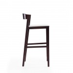 Klismos Barstool in Ivory and Dark Walnut (Set of 3)