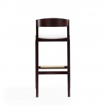 Klismos Barstool in Ivory and Dark Walnut (Set of 3)
