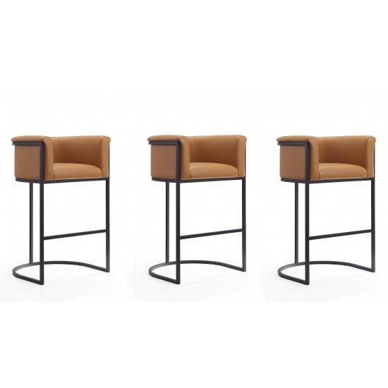 Cosmopolitan Barstool in Camel and Black (Set of 3)