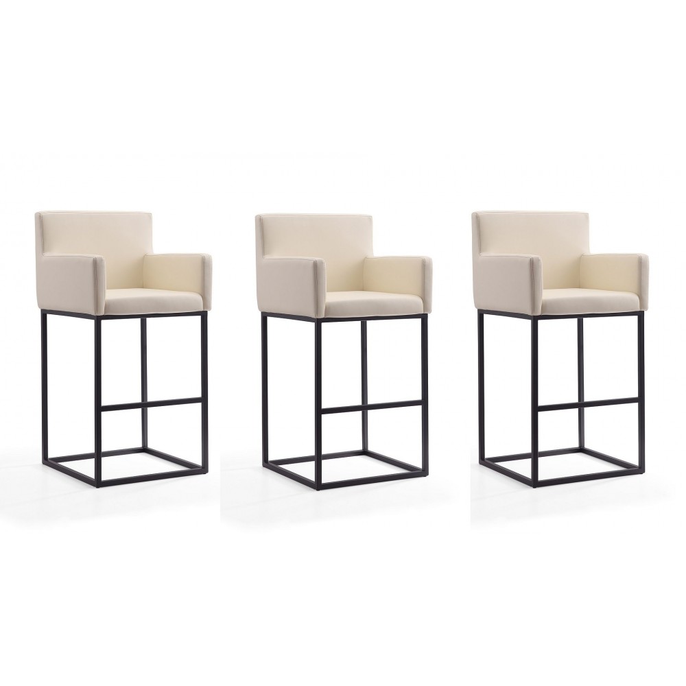 Ambassador Barstool in Cream and Black (Set of 3) Ambassador Barstool in Cream and Black (Set of 3)
