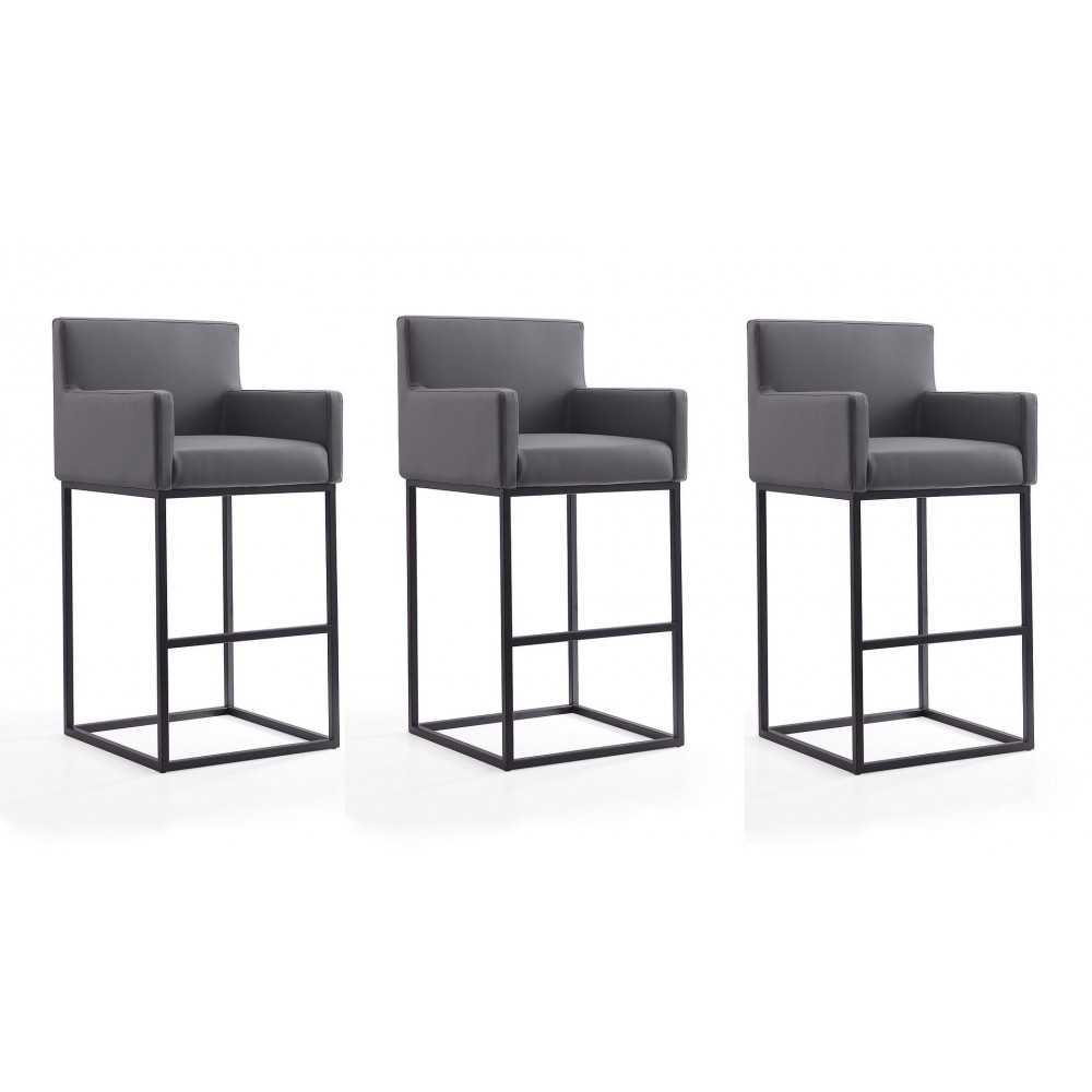 Ambassador Barstool in Grey and Black (Set of 3) Ambassador Barstool in Grey and Black (Set of 3)