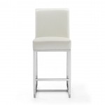 Element 24" Faux Leather Counter Stool in Pearl White and Polished Chrome (Set of 3)