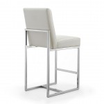 Element 24" Faux Leather Counter Stool in Pearl White and Polished Chrome (Set of 3)