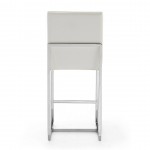 Element 24" Faux Leather Counter Stool in Pearl White and Polished Chrome (Set of 3)