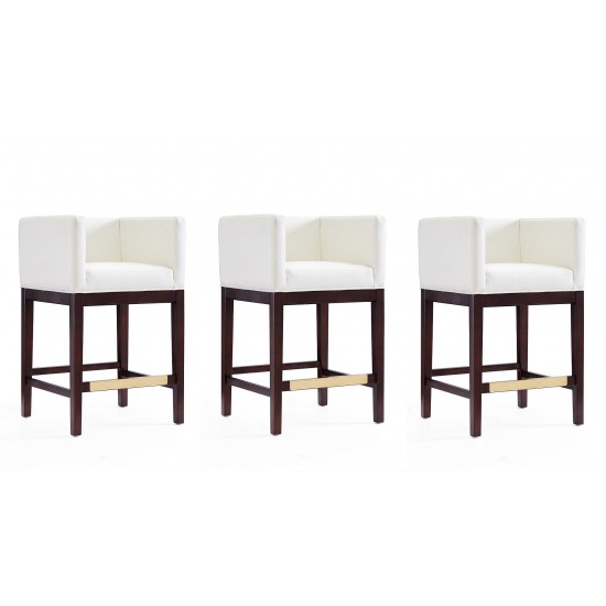 Kingsley Counter Stool in Ivory and Dark Walnut (Set of 3)