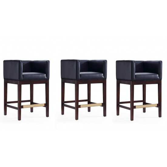 Kingsley Counter Stool in Black and Dark Walnut (Set of 3)