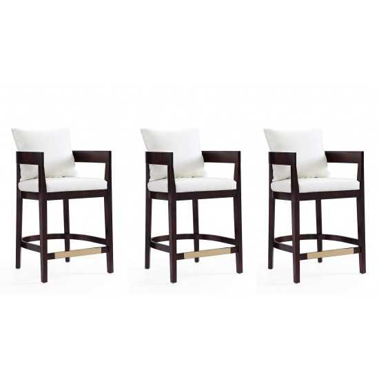 Ritz Counter Stool in Ivory and Dark Walnut (Set of 3)