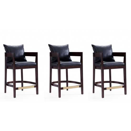 Ritz Counter Stool in Black and Dark Walnut (Set of 3)