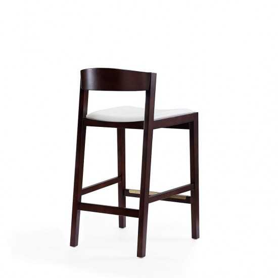 Klismos Counter Stool in Ivory and Dark Walnut (Set of 3)