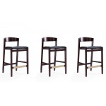 Klismos Counter Stool in Black and Dark Walnut (Set of 3)