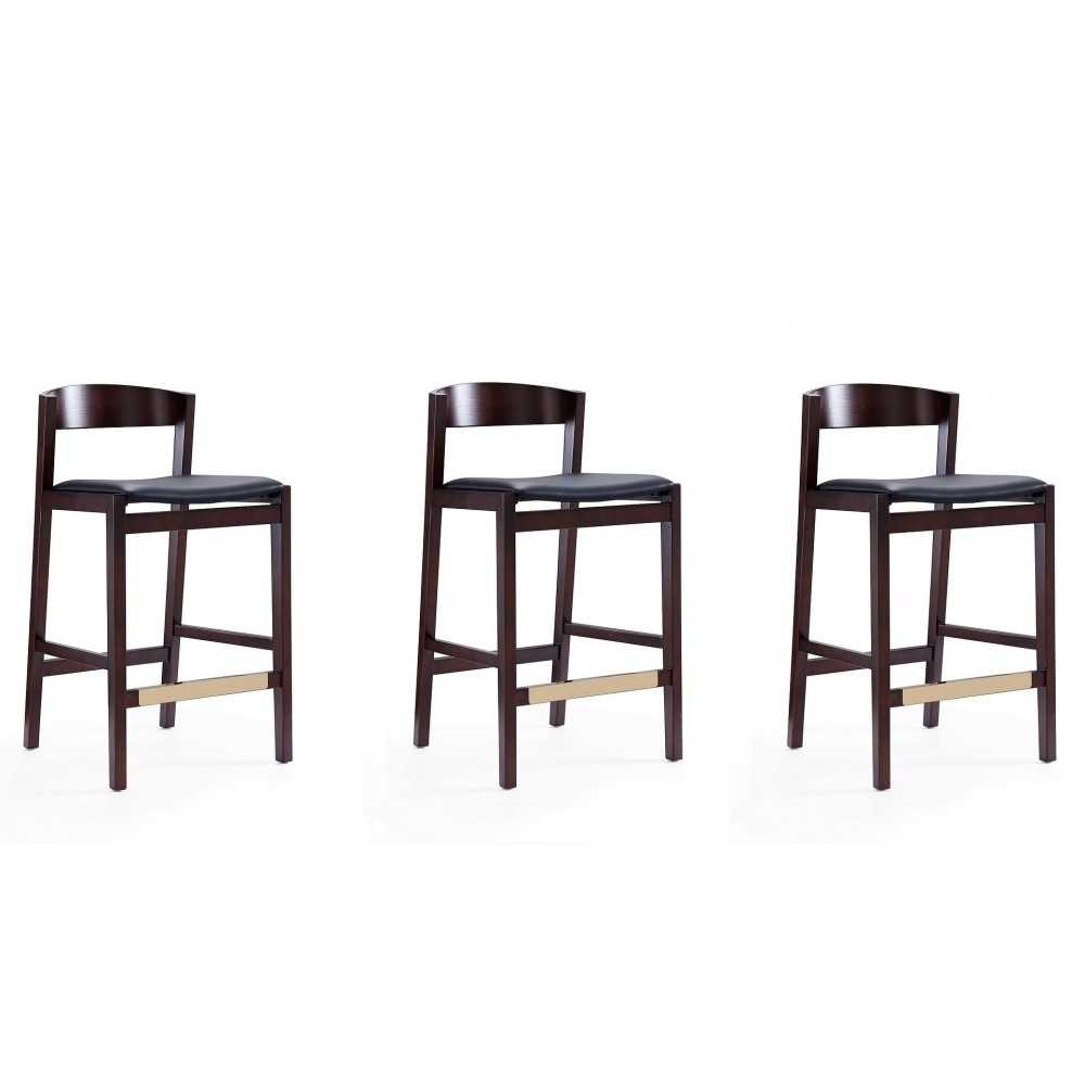 Klismos Counter Stool in Black and Dark Walnut (Set of 3) Klismos Counter Stool in Black and Dark Walnut (Set of 3)