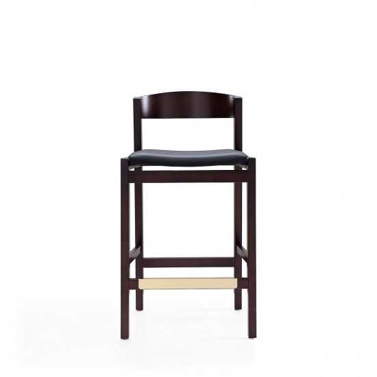 Klismos Counter Stool in Black and Dark Walnut (Set of 3)