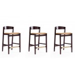 Klismos Counter Stool in Camel and Dark Walnut (Set of 3)