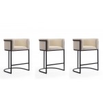 Cosmopolitan Counter Stool in Cream and Black (Set of 3)