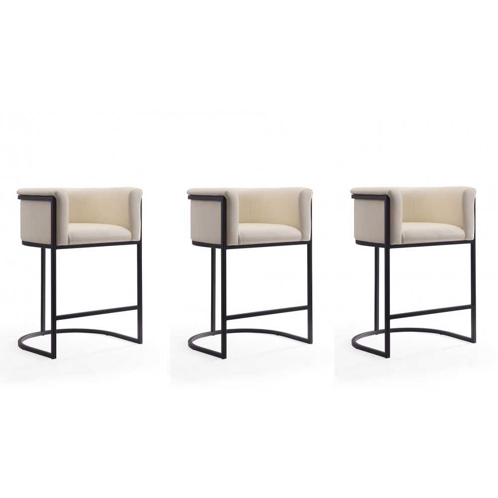 Cosmopolitan Counter Stool in Cream and Black (Set of 3)