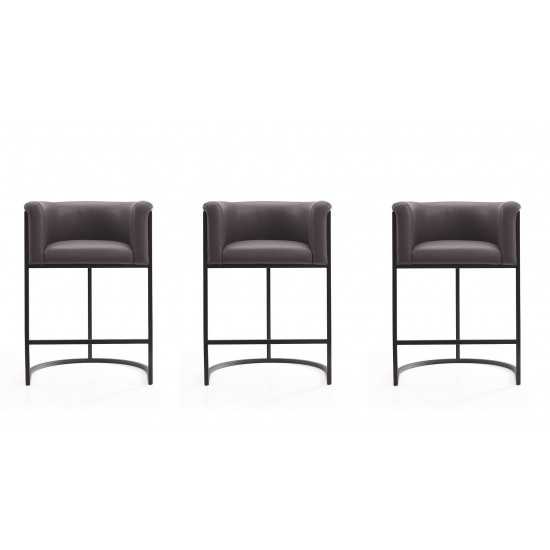 Cosmopolitan Counter Stool in Pebble and Black (Set of 3)