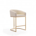 Louvre Counter Stool in Cream and Titanium Gold (Set of 3)