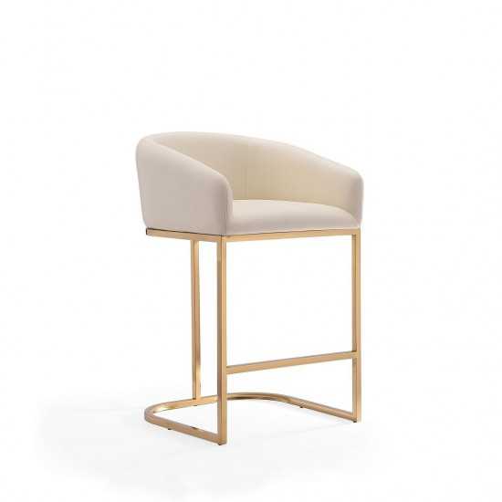Louvre Counter Stool in Cream and Titanium Gold (Set of 3)