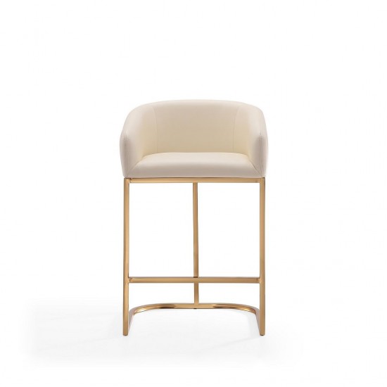 Louvre Counter Stool in Cream and Titanium Gold (Set of 3)