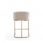Louvre Counter Stool in Cream and Titanium Gold (Set of 3)