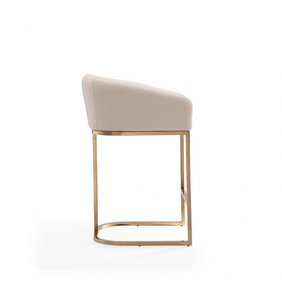 Louvre Counter Stool in Cream and Titanium Gold (Set of 3)