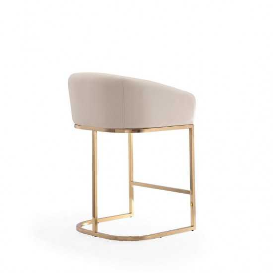Louvre Counter Stool in Cream and Titanium Gold (Set of 3)
