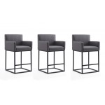 Ambassador Counter Stool in Grey and Black (Set of 3)