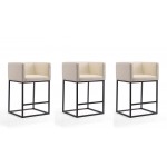 Embassy Counter Stool in Cream and Black (Set of 3)