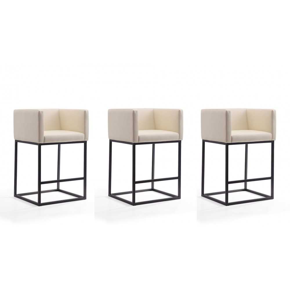 Embassy Counter Stool in Cream and Black (Set of 3) Embassy Counter Stool in Cream and Black (Set of 3)