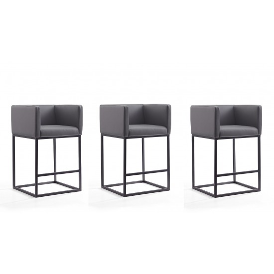 Embassy Counter Stool in Grey and Black (Set of 3)