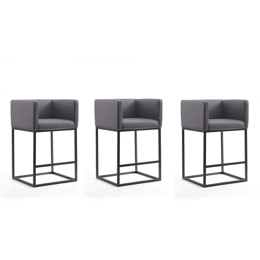 Embassy Counter Stool in Grey and Black (Set of 3)