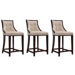 Fifth Ave Counter Stool in Cream and Dark Walnut (Set of 3)