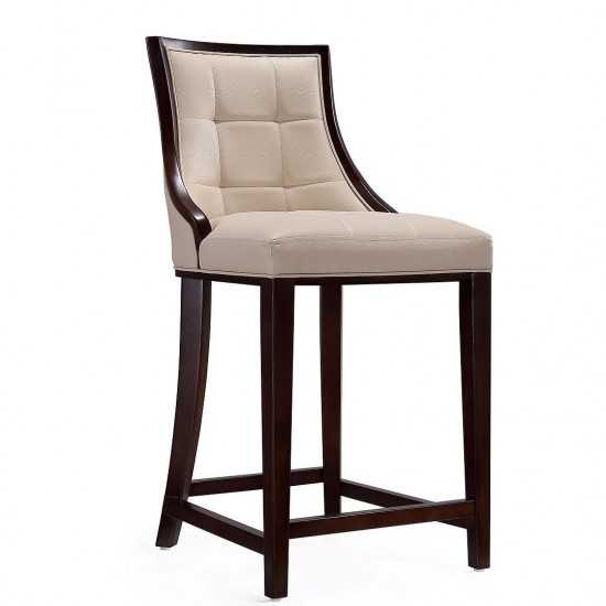 Fifth Ave Counter Stool in Cream and Dark Walnut (Set of 3)