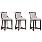 Fifth Ave Counter Stool in Pearl White and Walnut (Set of 3)