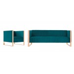 Trillium Sofa and Armchair Set of 2 in Teal and Rose Gold