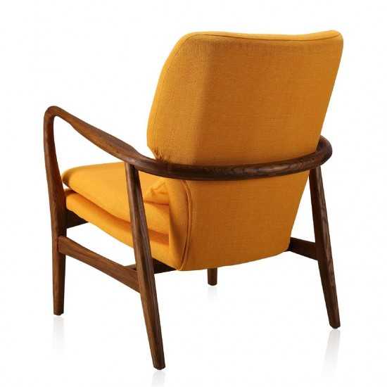 Bradley Accent Chair and Ottoman in Yellow and Walnut