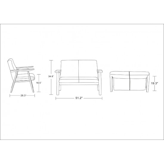 ArchDuke 2- Piece Loveseat and Armchair in Black and Amber
