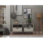 Rockefeller Nightstand 1.0 - Set of 2 in Off White and Nature