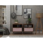 Rockefeller Nightstand 1.0 - Set of 2 in Nature and Rose Pink