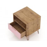 Rockefeller Nightstand 1.0 - Set of 2 in Nature and Rose Pink