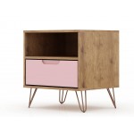 Rockefeller Nightstand 1.0 - Set of 2 in Nature and Rose Pink