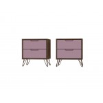 Rockefeller Nightstand 2.0 - Set of 2 in Nature and Rose Pink