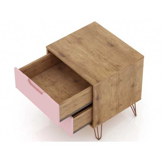 Rockefeller Nightstand 2.0 - Set of 2 in Nature and Rose Pink