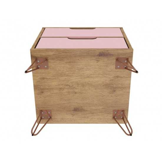 Rockefeller Nightstand 2.0 - Set of 2 in Nature and Rose Pink