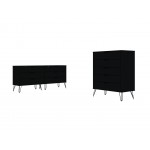 Rockefeller 5-Drawer Tall Dresser and 6-Drawer Wide Dresser in Black