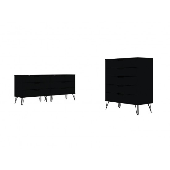 Rockefeller 5-Drawer Tall Dresser and 6-Drawer Wide Dresser in Black